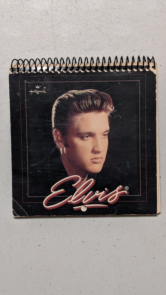 Elvis Calendar from Hallmark - 1990s  (Paper, Cardboard, Metal Notepad, Retro, Music Memorabilia, Black, Red, White, Collectable, Vintage, Original)