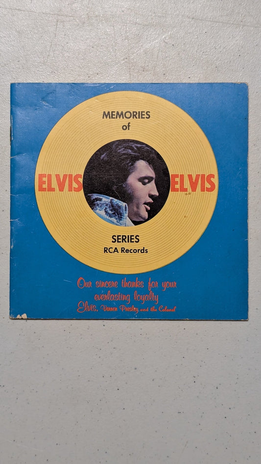 Memories of Elvis from RCA Records - 1970s Ephemera (Paper Booklet / Sleeve, Retro, Music Memorabilia, Blue, Yellow, Red, Black, Collectable Vintage, Original)