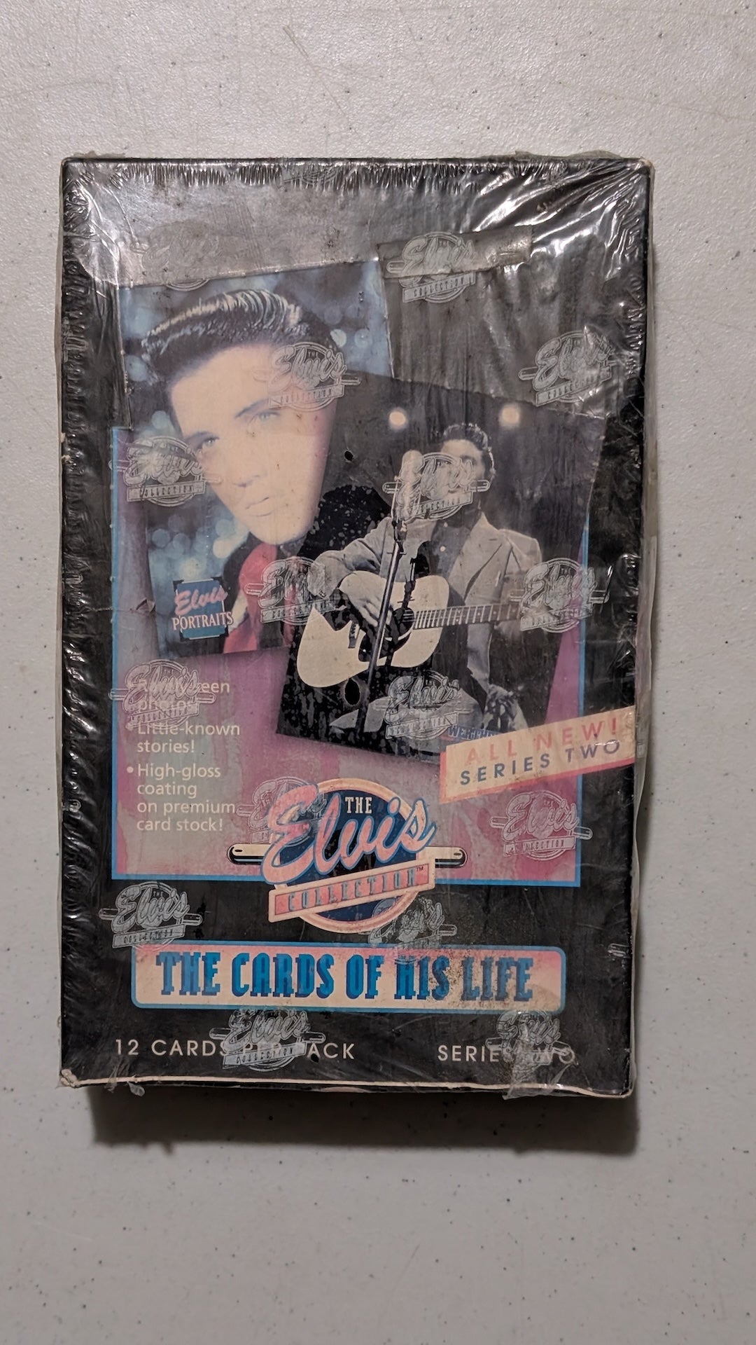 The Elvis Collection - Series Two (Sealed Box) from The River Group - 1992 Collectibles (Cardboard, Plastic Wrap Trading Cards, 1990s Nostalgia, Pop Culture, Black, Pink, Blue, Collectable, Vintage, Original)