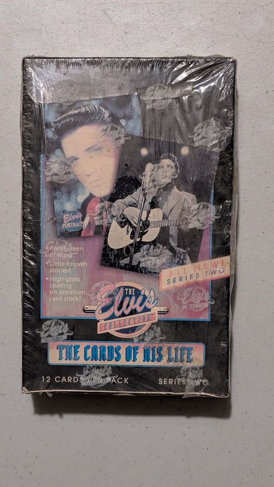 The Elvis Collection - Series Two (Sealed Box) from The River Group - 1992 Collectibles (Cardboard, Plastic Wrap Trading Cards, 1990s Nostalgia, Pop Culture, Black, Pink, Blue, Collectable, Vintage, Original)
