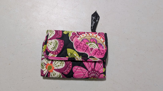 Disney Trifold Wallet Wallet from Vera Bradley - 2015 Accessory (Quilted Cotton Wallet, Floral, Black, Pink, Multi-color)