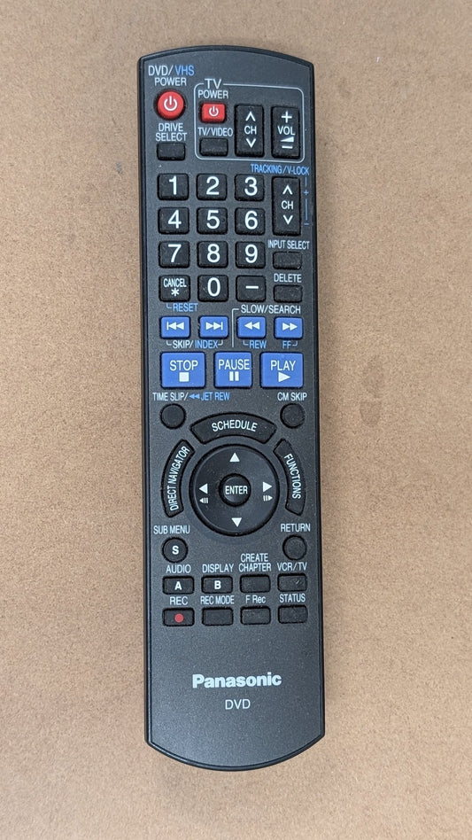 Remote from Panasonic - 2000s Electronics > Accessories > Remote Controls (Plastic, Rubber DVD/VHS Player Remote, Utilitarian, Functional, Black)