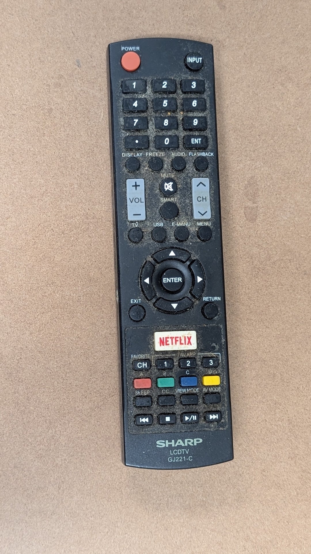 GJ221-C from Sharp - 2010s Electronics > Accessories > Remote Controls (Plastic, Rubber LCD TV Remote, Utilitarian, Black)