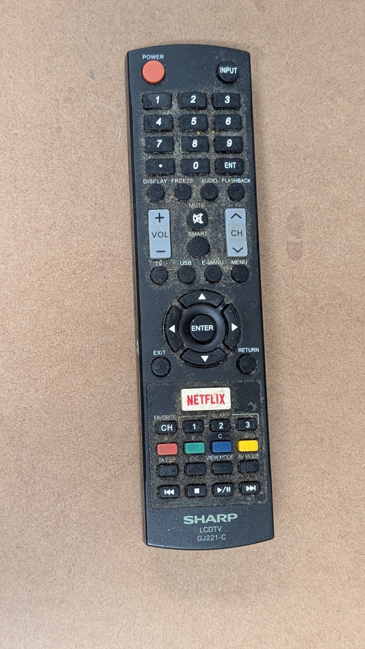 GJ221-C from Sharp - 2010s Electronics > Accessories > Remote Controls (Plastic, Rubber LCD TV Remote, Utilitarian, Black)