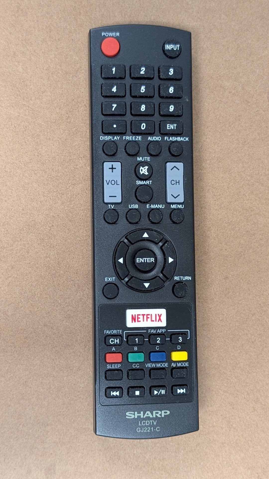 GJ221-C from Sharp - 2010s Electronics > Accessories > Remote Controls (Plastic, Rubber LCD TV Remote, Utilitarian Black)