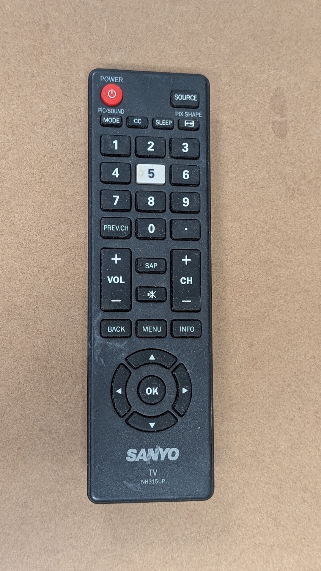 NH315UP from Sanyo - 2000s Electronics > Accessories > Remote Controls (Plastic, Rubber TV Remote, Utilitarian, Black)