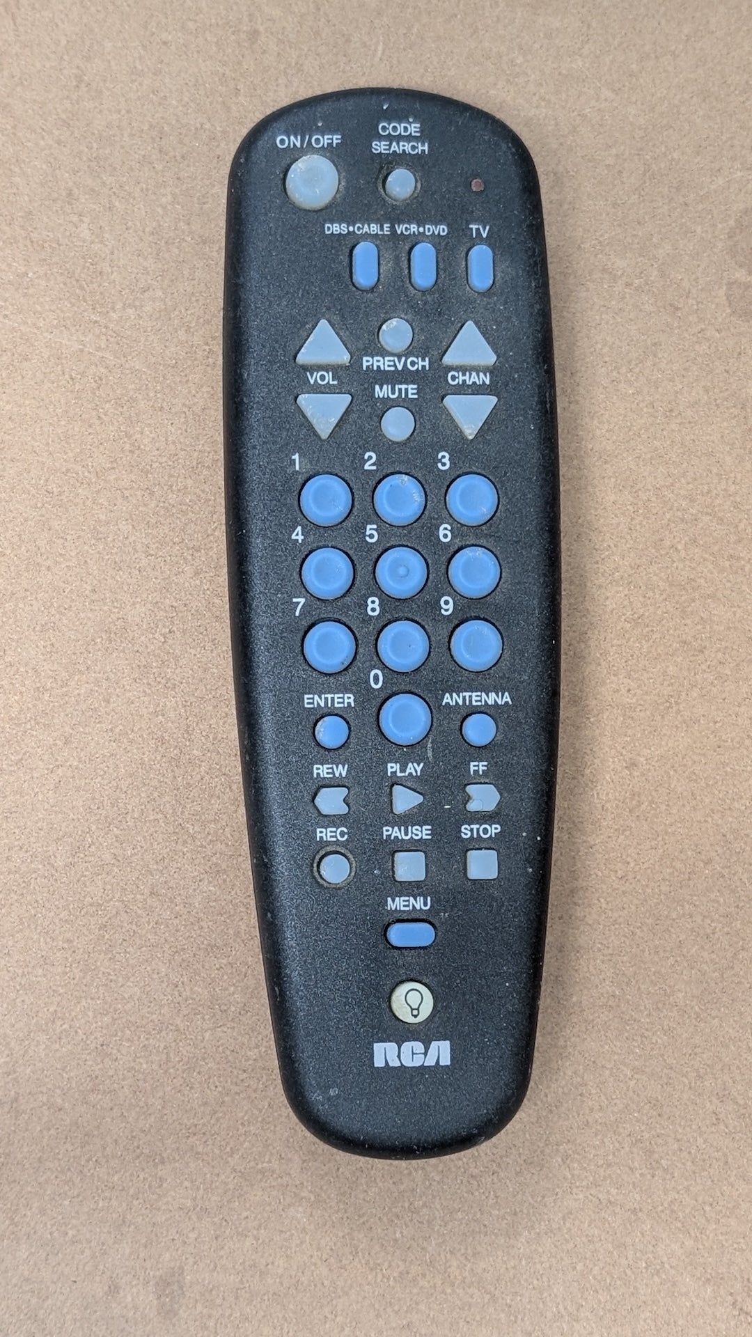 Remote from RCA - 2000s Electronics > Accessories > Remote Controls (Plastic, Rubber Universal Remote, Utilitarian, Black, Blue)