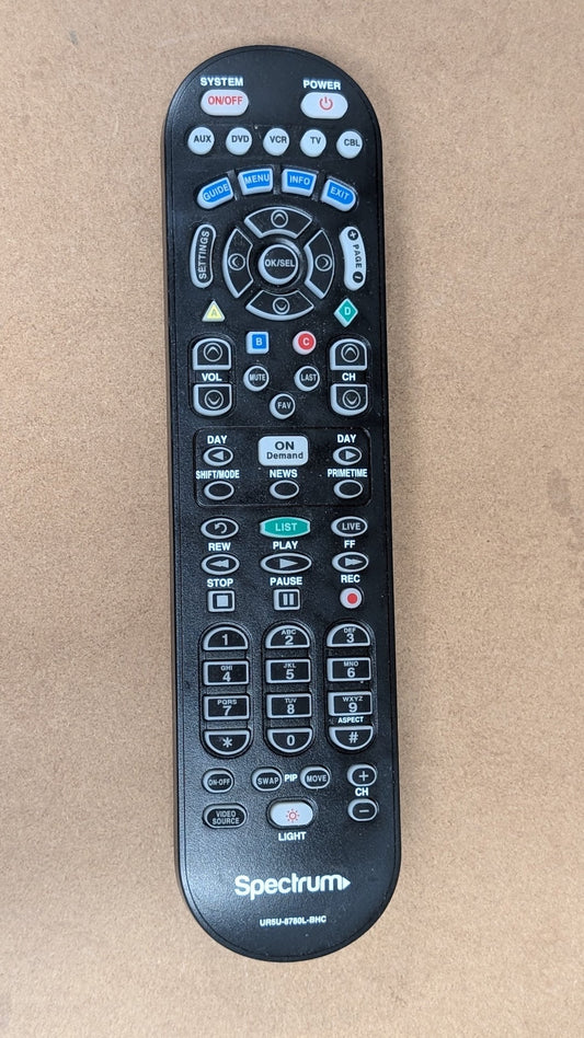 UR5U-8780L-BHC from Spectrum - 2010s Electronics > Accessories > Remote Controls (Plastic, Rubber Cable Box Remote, Utilitarian, Black)