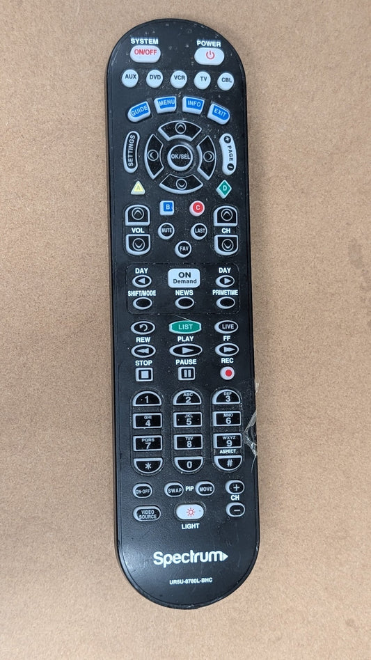 UR5U-8780L-BHC from Spectrum - 2010s Electronics > Accessories > Remote Controls (Plastic, Rubber Cable Box Remote, Utilitarian Black)