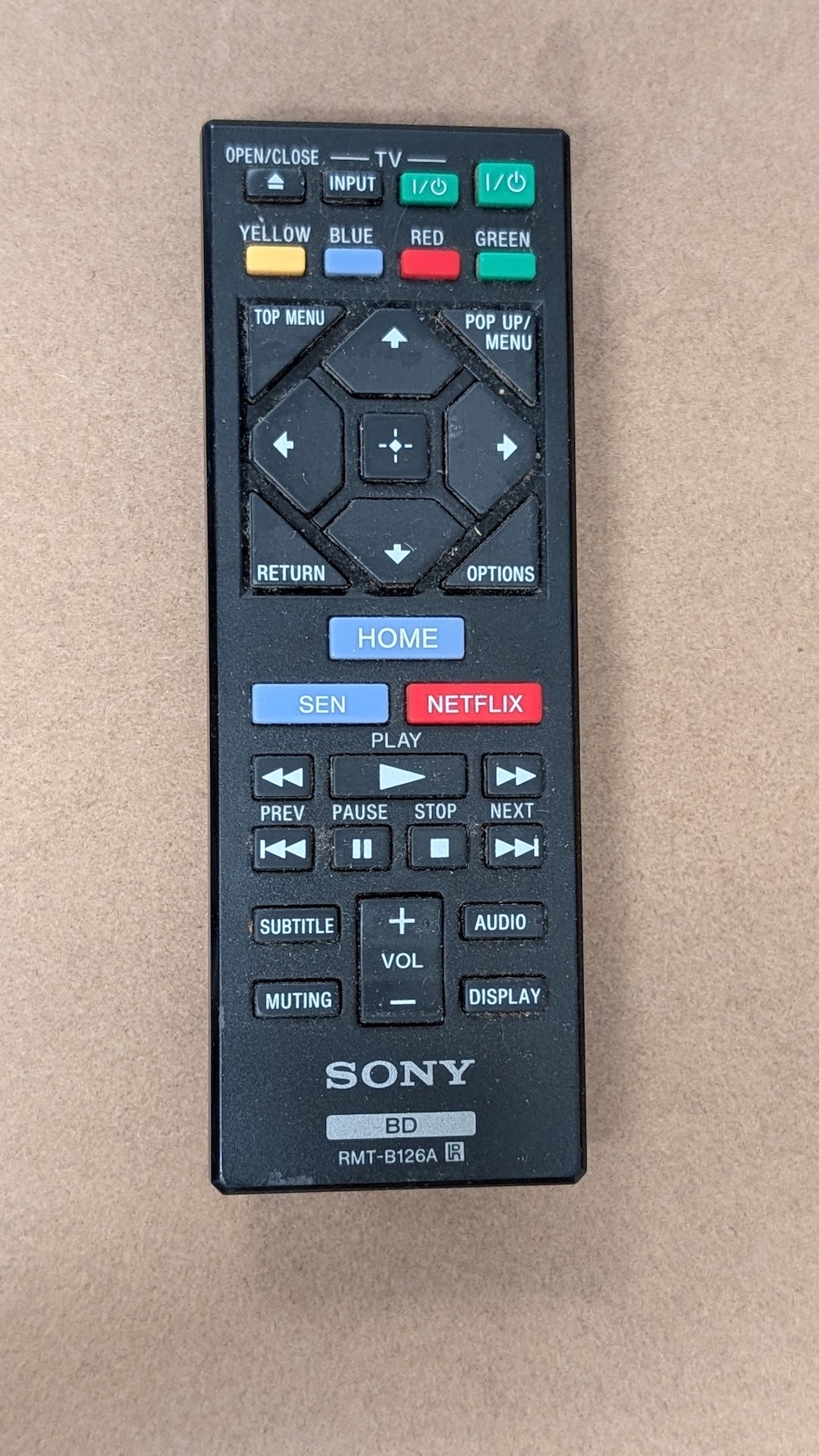 RMT-B126A from Sony - 2010s Electronics > Accessories > Remote Controls (Plastic, Rubber Blu-ray (BD) Player Remote, Modern, Utilitarian, Black)