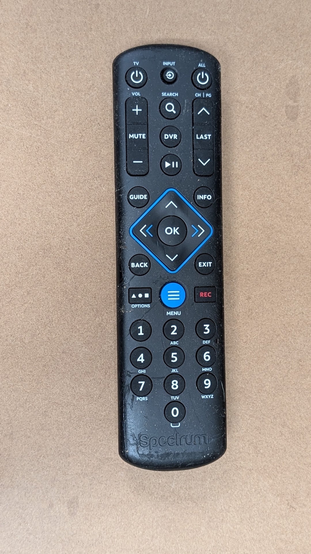 Remote from Spectrum - 2010s Electronics > Accessories > Remote Controls (Plastic, Rubber Cable Box Remote, Modern, Black)