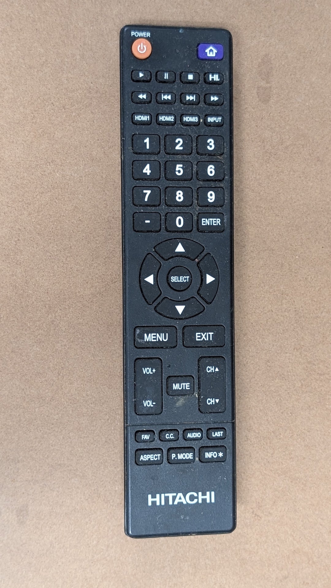 Remote from Hitachi - 2010s Electronics > Accessories > Remote Controls (Plastic, Rubber TV Remote, Utilitarian, Black)