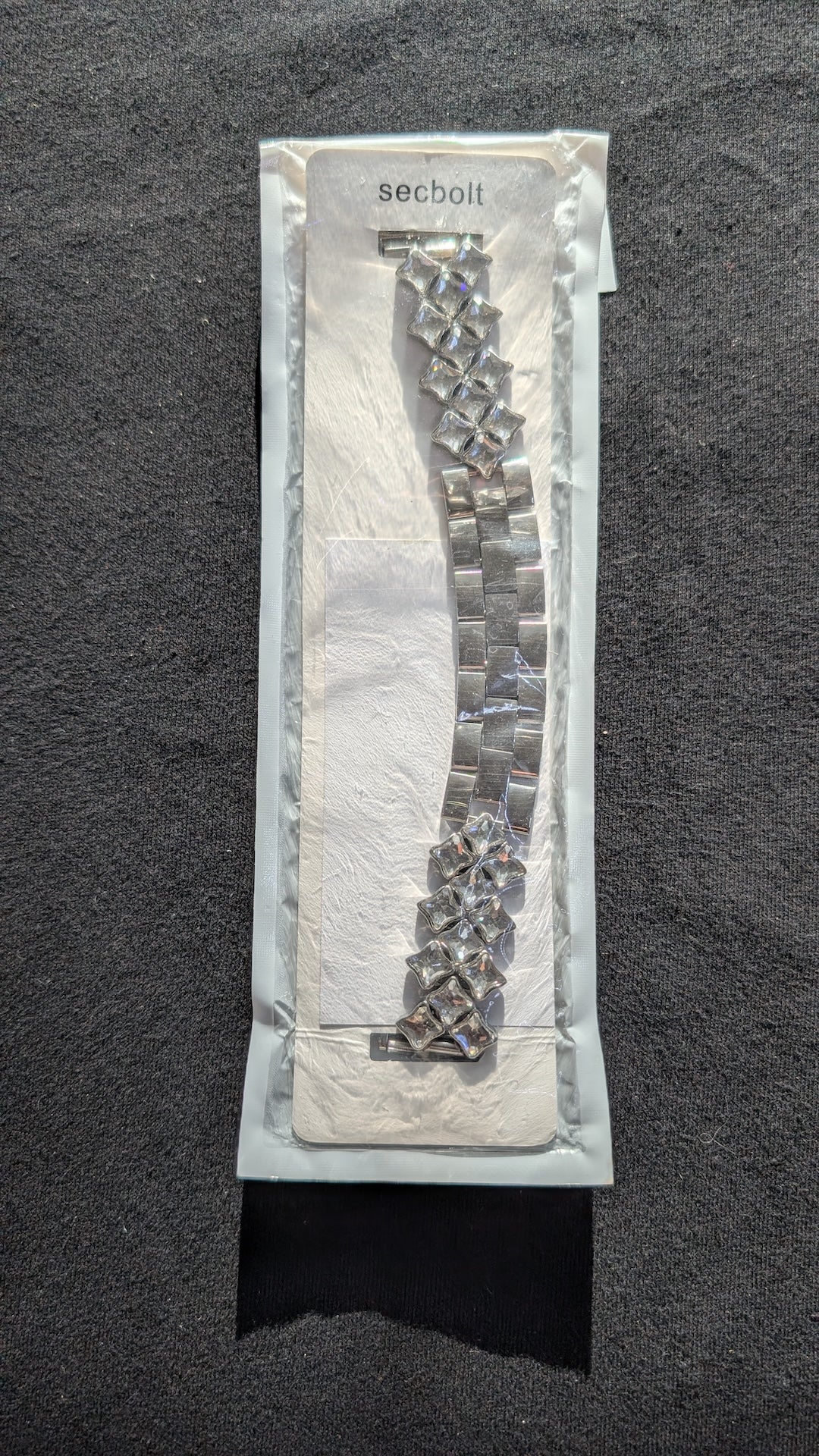Secbolt Replacement Watch Band Bracelet Silver-Tone with Rhinestones (New)