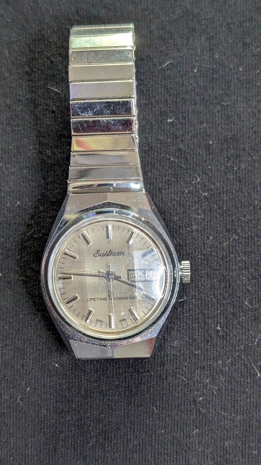 Vintage Eastman Watch Men's Silver-Tone Day-Date Mechanical (Untested)