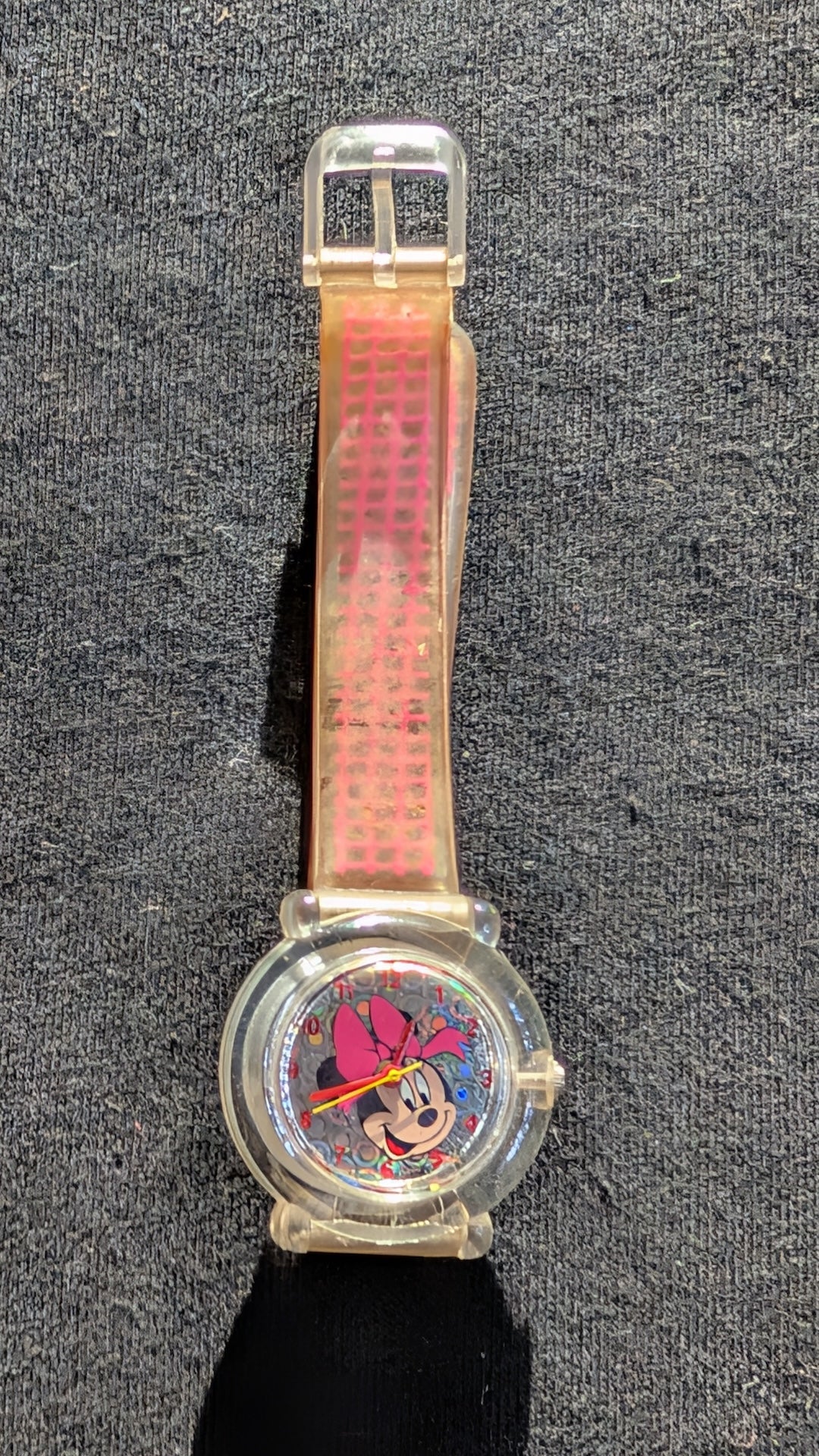 Vintage Disney Minnie Mouse Watch Clear Plastic Case 90s (Untested)