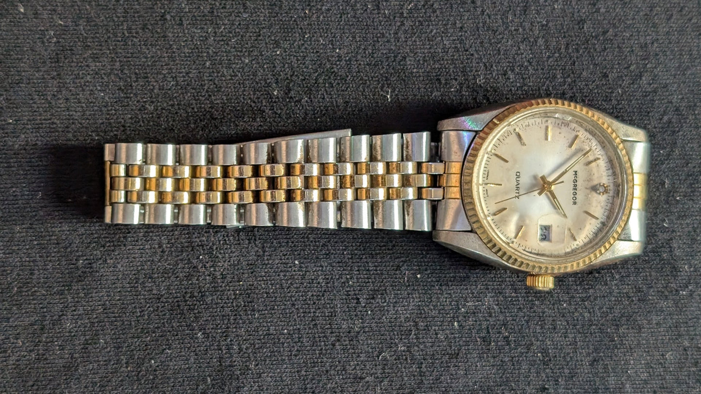 Men's McGregor Quartz Watch Two-Tone Fluted Bezel Datejust Style