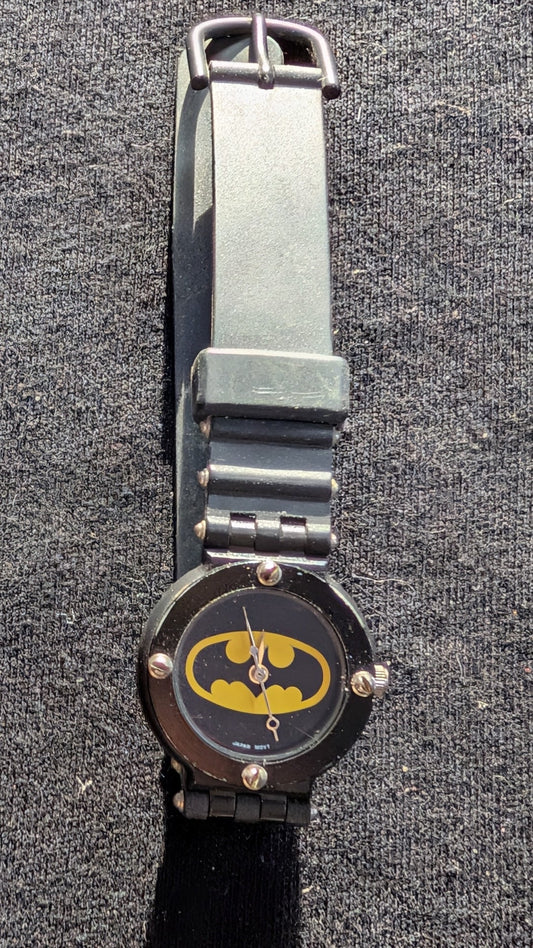 Vintage Batman Watch Black Silicone Strap DC Comics (Untested)