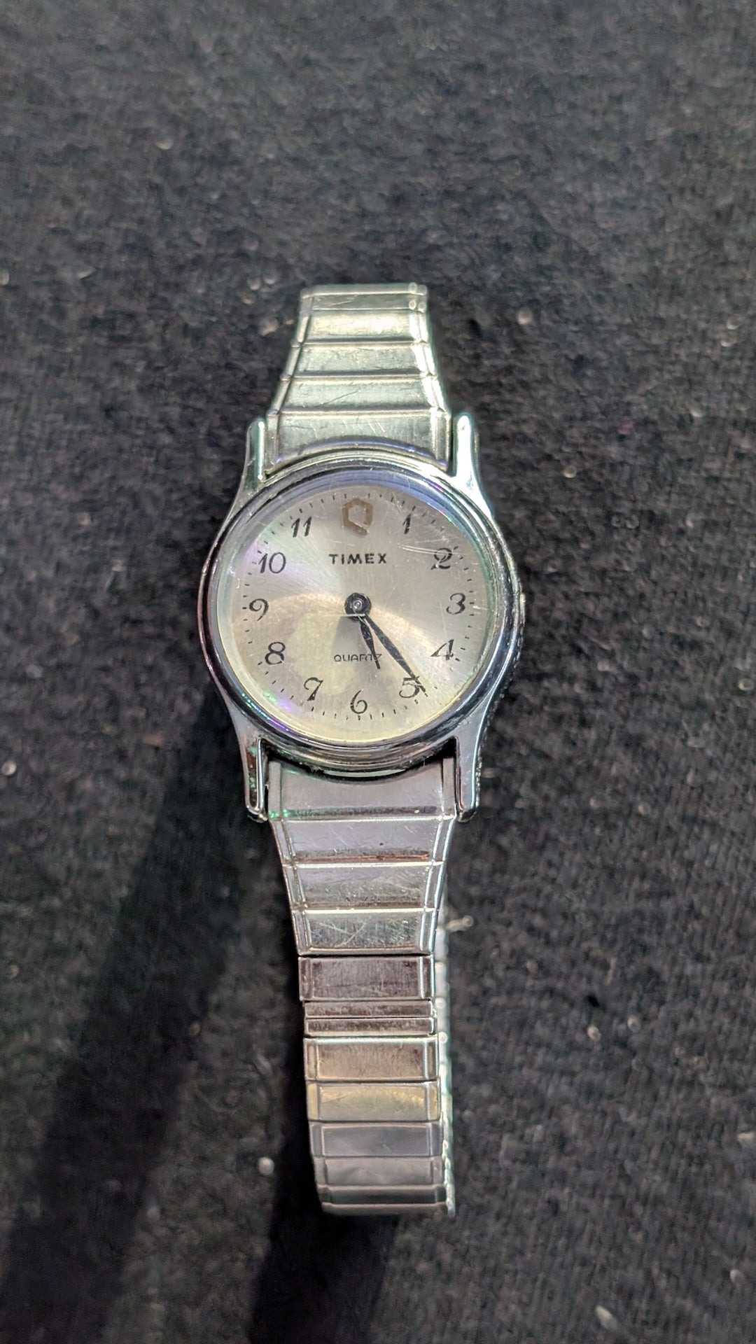 Women's Timex Quartz Watch Silver-Tone Expansion Band MOP Dial