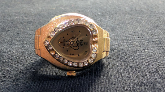 Women's P&R Heart Watch Gold-Tone Rhinestone Bezel Expansion Band (Untested)