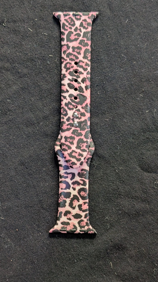 Replacement Smart Watch Band Pink Leopard Animal Print Silicone
