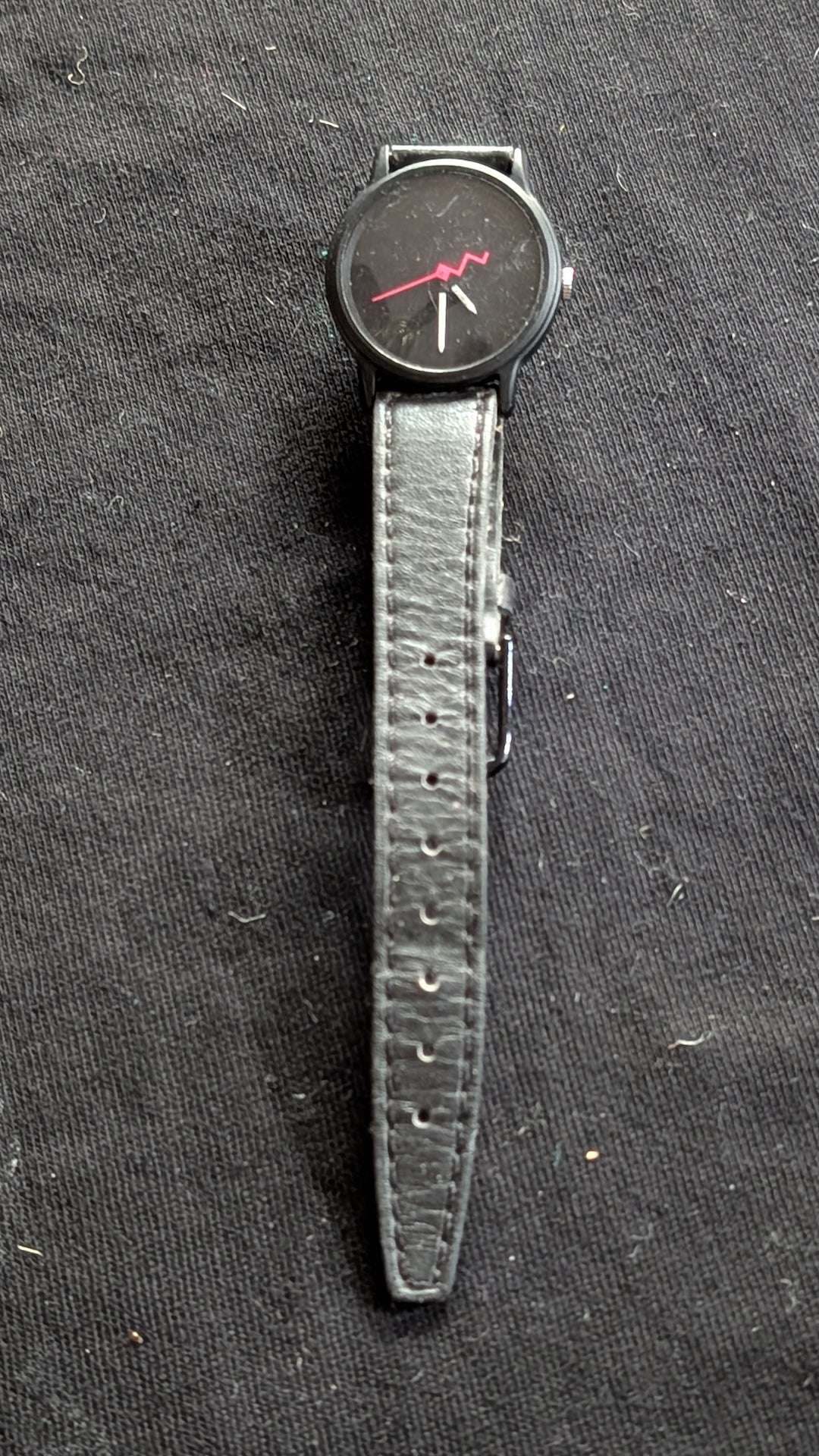 Minimalist Fashion Watch Black Case Pink "Lightning" Hands (Untested)