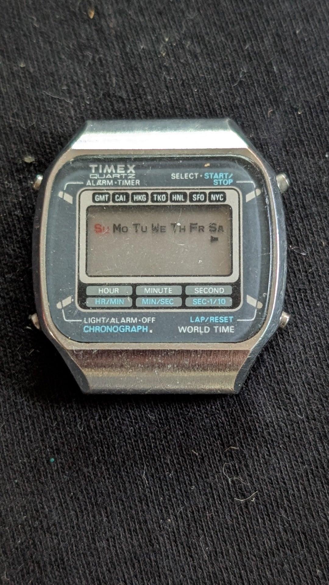 Vintage Timex World Time Digital Watch Head Chronograph (For Parts/Repair)