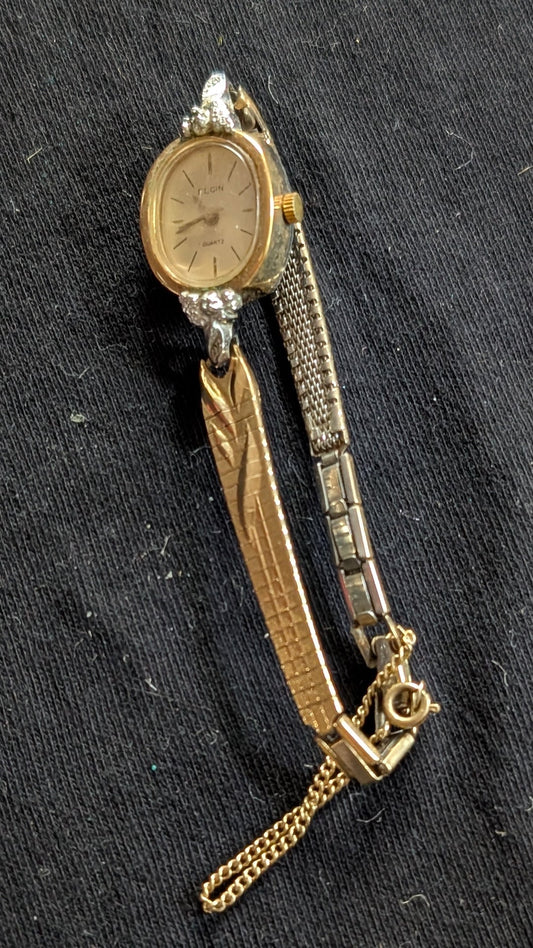 Women's Elgin Quartz Watch Gold-Tone Case Two-Tone Band (For Parts/Repair)