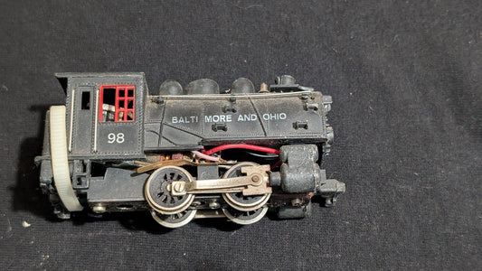 B&O Dockside Switcher Steam Locomotive likely from Mantua/Tyco - 1970s HO Scale Model Train (Plastic, Metal Steam Locomotive, Not Applicable, Black, Red)