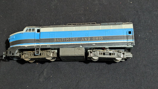 Baltimore & Ohio F-Unit Diesel Locomotive likely from Life-Like/Model Power - 1970s-1980s HO Scale Model Train (Plastic, Metal Diesel Locomotive,  Blue, Grey, Black)