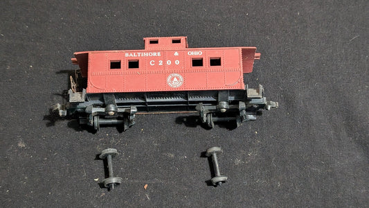 Baltimore & Ohio Caboose Caboose likely from Athearn - 1970s HO Scale Model Train (Plastic, Metal Caboose, Not Applicable, Red, Black, White)