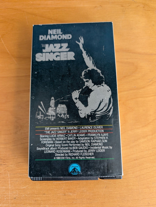 The Jazz Singer (VHS, 1980, PG) Neil Diamond, Laurence Olivier, Lucie Arnaz, The Jazz Singer 1980 VHS, Neil Diamond movie, musical drama film, Laurence Olivier, retro movie tape