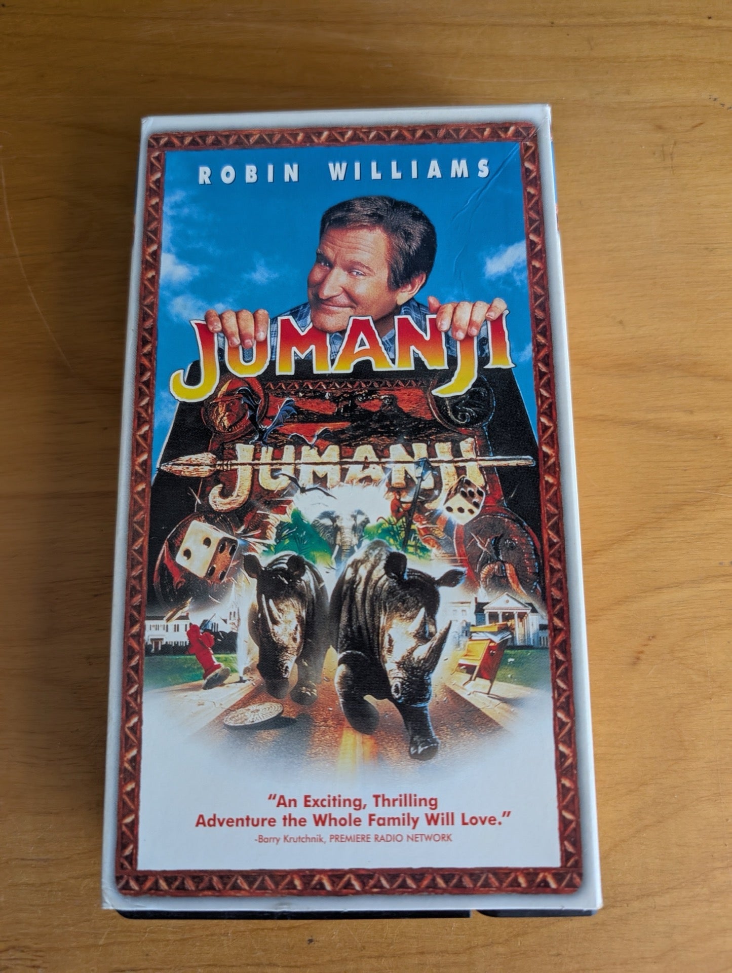 Jumanji (VHS, 1995, PG) Robin Williams, Kirsten Dunst, Bonnie Hunt, Jumanji VHS, Robin Williams movie, 90s family film, adventure fantasy classic, retro kids movie