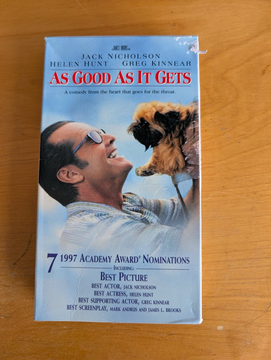 As Good As It Gets (VHS, 1997, PG-13) Jack Nicholson, Helen Hunt, Greg Kinnear, As Good As It Gets VHS, Jack Nicholson movie, Helen Hunt Oscar, 90s romantic comedy, Academy Award winner film