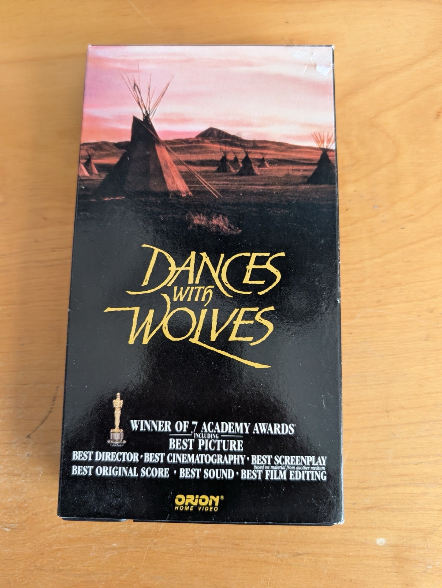 Dances with Wolves (VHS, 1990, PG-13) Kevin Costner, Mary McDonnell, Graham Greene, Dances with Wolves VHS, Kevin Costner movie, Best Picture 1990, Academy Award winner, epic Western film