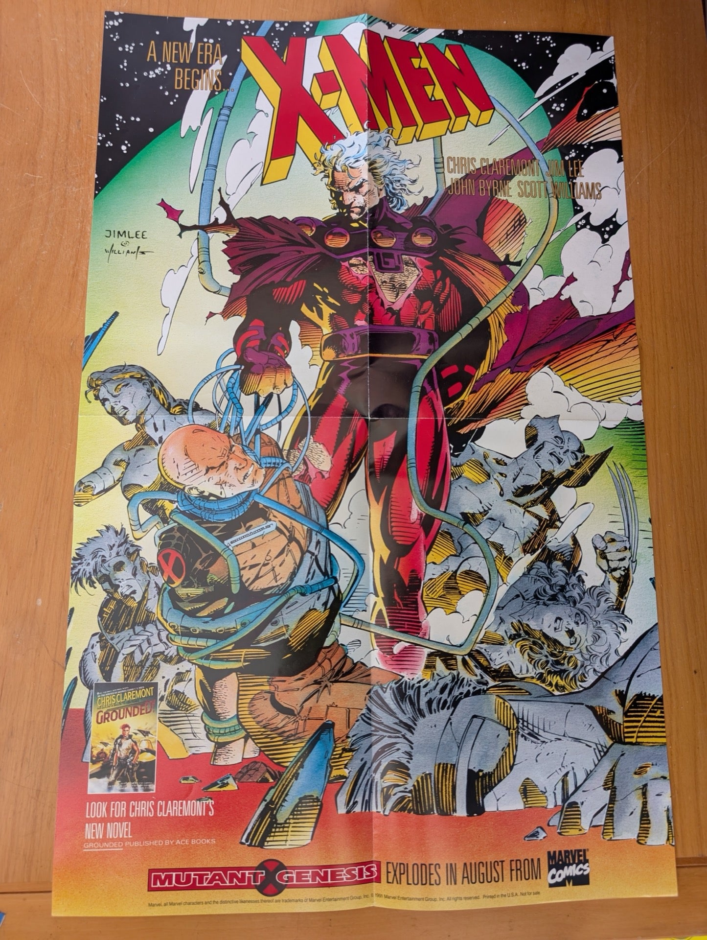 X-Men "Mutant Genesis" Poster (1991) Jim Lee Art - Folded