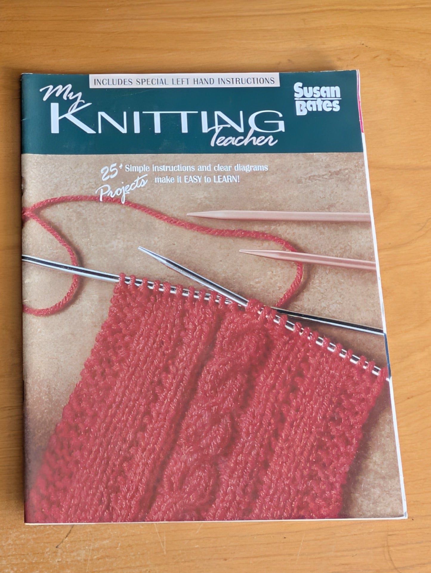 My Knitting Teacher by Susan Bates (Crafts, Knitting, 1993, learn knitting, knitting basics, Susan Bates, left-handed crafts, DIY knitting)