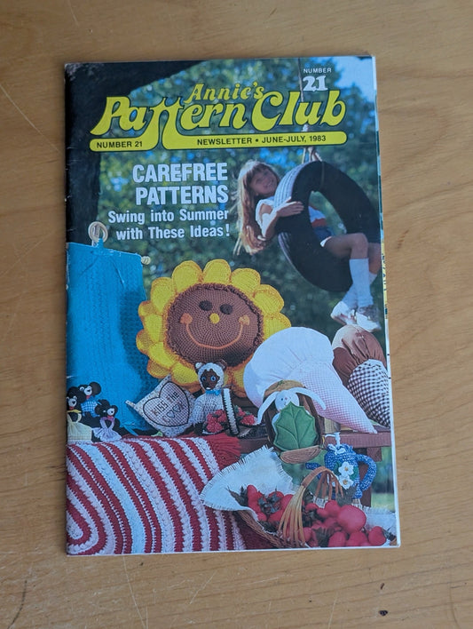 Annie's Pattern Club Newsletter (Number 21) by Annie's (Crafts, Periodical, 1983, Annie's Attic, 80s crafts, craft magazine, crochet patterns, summer crafts)