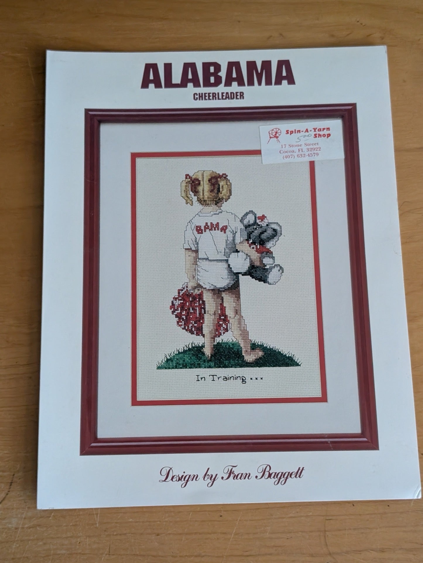 Alabama Cheerleader by Fran Baggett (Crafts, Cross-Stitch, c. 1990s, Alabama cheerleader, cross-stitch, Fran Baggett, college sports, baby pattern)