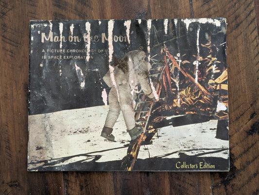 Man on the Moon': A Picture Chronology by UPI / Bonds Publishing (History, Photography, Space, 1969, Man on the Moon, Apollo 11, space race, moon landing, vintage book)