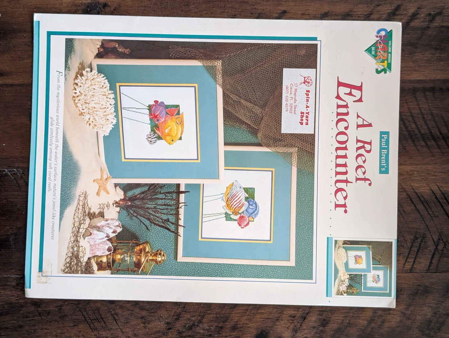 Paul Brent's A Reef Encounter by Paul Brent / Kooler Design Studio (Crafts, Cross-Stitch, c. 1990s, Paul Brent art, cross-stitch, reef encounter, tropical fish, coastal decor)