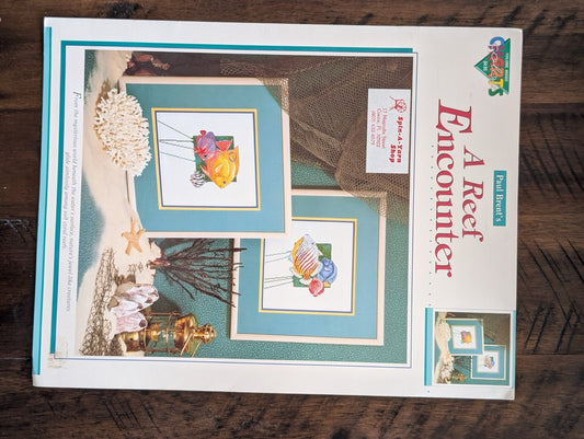Paul Brent's A Reef Encounter by Paul Brent / Kooler Design Studio (Crafts, Cross-Stitch, c. 1990s, Paul Brent art, cross-stitch, reef encounter, tropical fish, coastal decor)