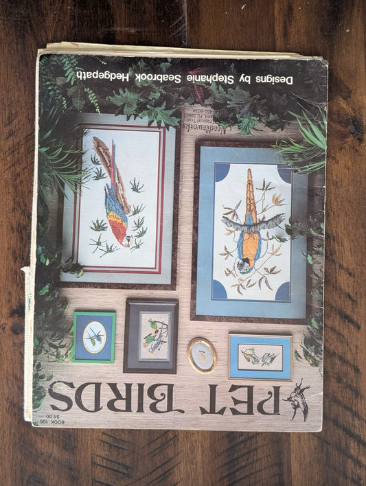 Pet Birds by Stephanie Seabrook Hedgepath (Crafts, Cross-Stitch, c. 1990s, pet birds, parrot cross stitch, tropical birds, Stephanie Hedgepath, bird patterns)