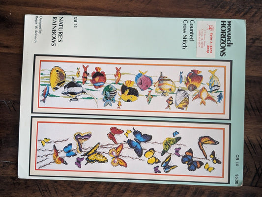 Nature's Rainbows by Roger W. Reinardy (Monarch Horizons) (Crafts, Cross-Stitch, c. 1980s, nature's rainbows, butterfly cross stitch, fish pattern, Roger Reinardy, Monarch Horizons)