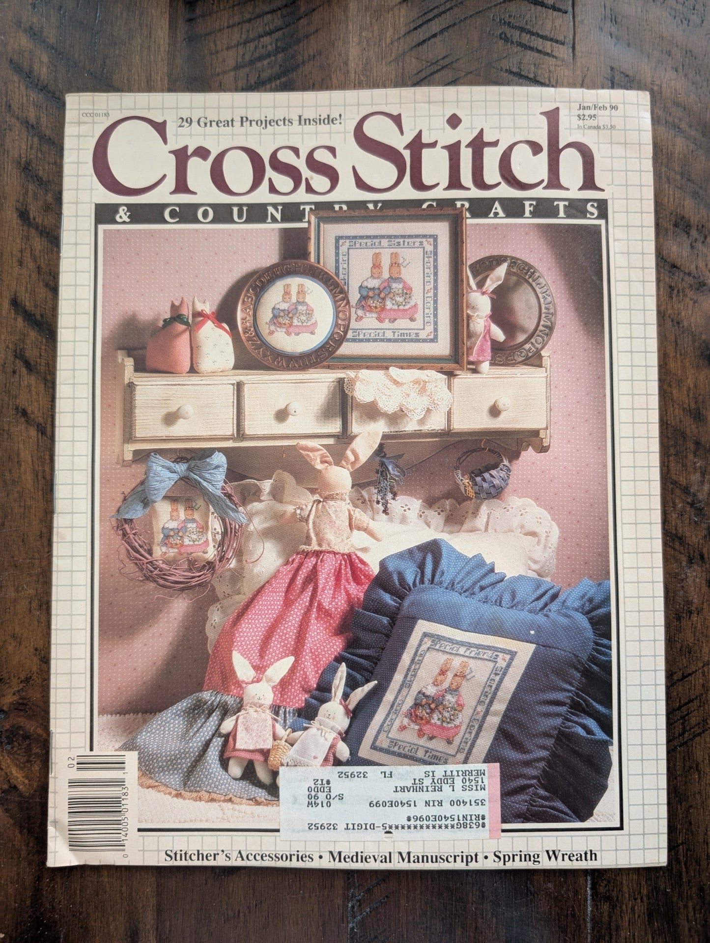 Cross Stitch & Country Crafts by EGW Publishing Co. (Crafts, Magazine, 1990, cross-stitch magazine, 90s crafts, country style, rabbit patterns, vintage magazine)