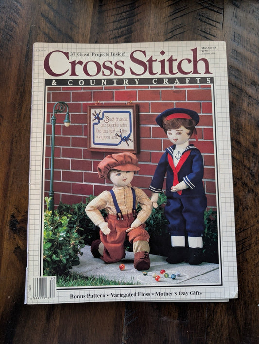 Cross Stitch & Country Crafts by EGW Publishing Co. (Crafts, Magazine, 1986, cross-stitch magazine, 80s crafts, country style, doll patterns, vintage magazine)