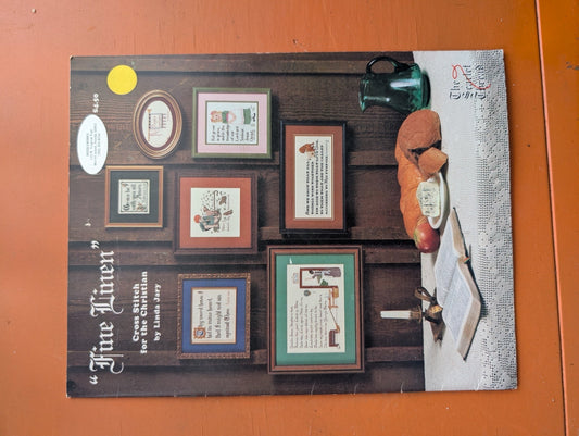 "A Fine Linen" cross stitch for the Christian by Linda Bary (Crafts, Cross-Stitch, c. 1980s, Christian cross stitch, scripture patterns, Linda Bary, religious crafts, fine linen)