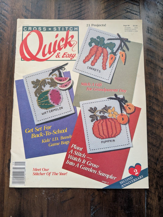 Cross Stitch Quick & Easy by Unlisted (Crafts, Magazine, 1990, cross stitch magazine, 90s crafts, quick and easy, vegetable patterns, vintage magazine)