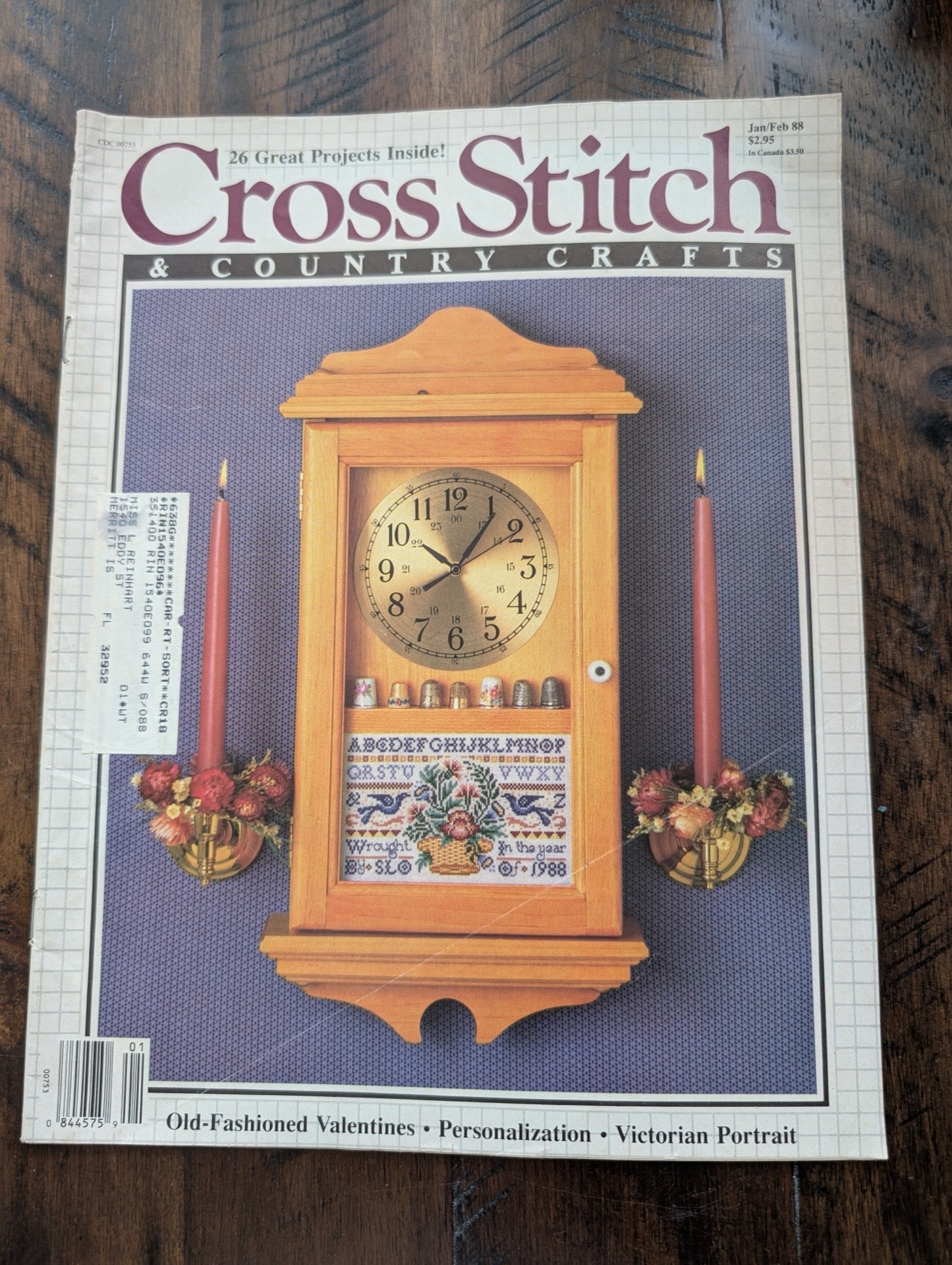 Cross Stitch & Country Crafts by EGW Publishing Co. (Crafts, Magazine, 1988, cross stitch clock, vintage magazine, 80s crafts, country style, Victorian pattern)