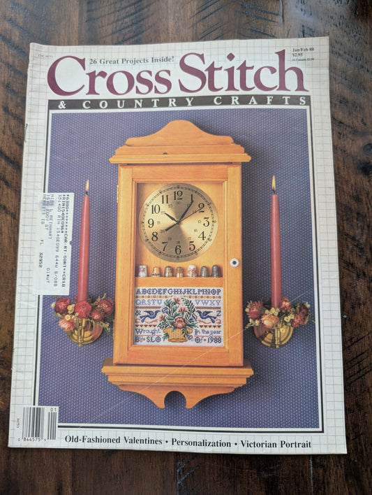Cross Stitch & Country Crafts by EGW Publishing Co. (Crafts, Magazine, 1988, cross stitch clock, vintage magazine, 80s crafts, country style, Victorian pattern)