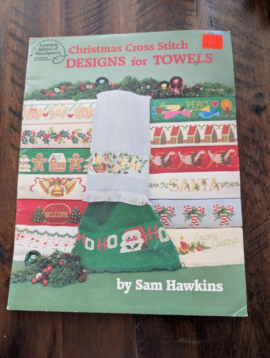 Christmas Cross Stitch Designs for Towels by Sam Hawkins (Crafts, Cross-Stitch, Holiday, c. 1980s, Christmas cross stitch, towel patterns, Sam Hawkins, 80s crafts, holiday DIY)